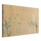 Canvas Print - Tiny Bird - Colorful Grasses in Golden Shades of Sunset