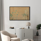 Canvas Print - Tiny Bird - Colorful Grasses in Golden Shades of Sunset