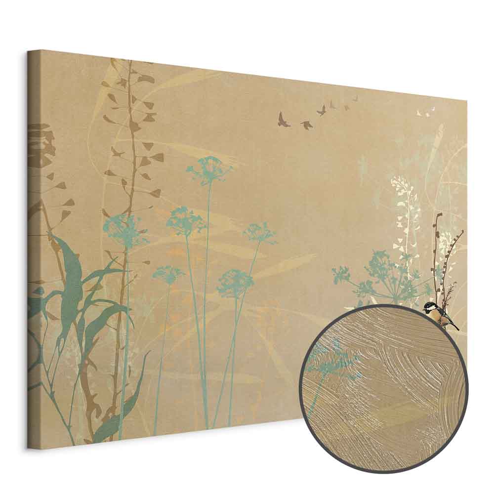 Tiny Bird in Golden Grass Canvas Print