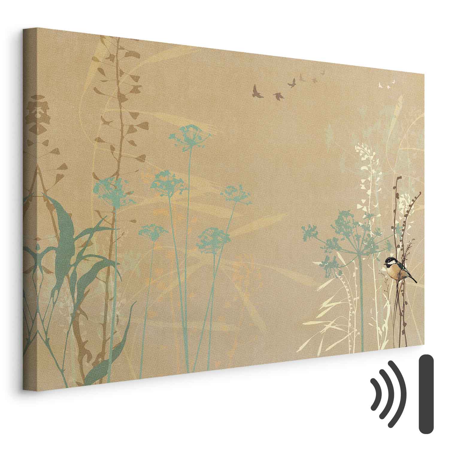 Tiny Bird in Golden Grass Canvas Print
