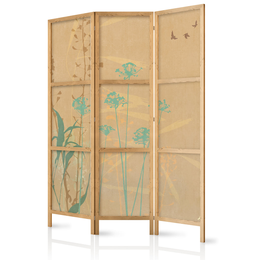 Japanese Room Divider - Tiny Bird & Sunset Grasses