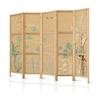 Japanese Room Divider - Tiny Bird - Colorful grasses in sunset