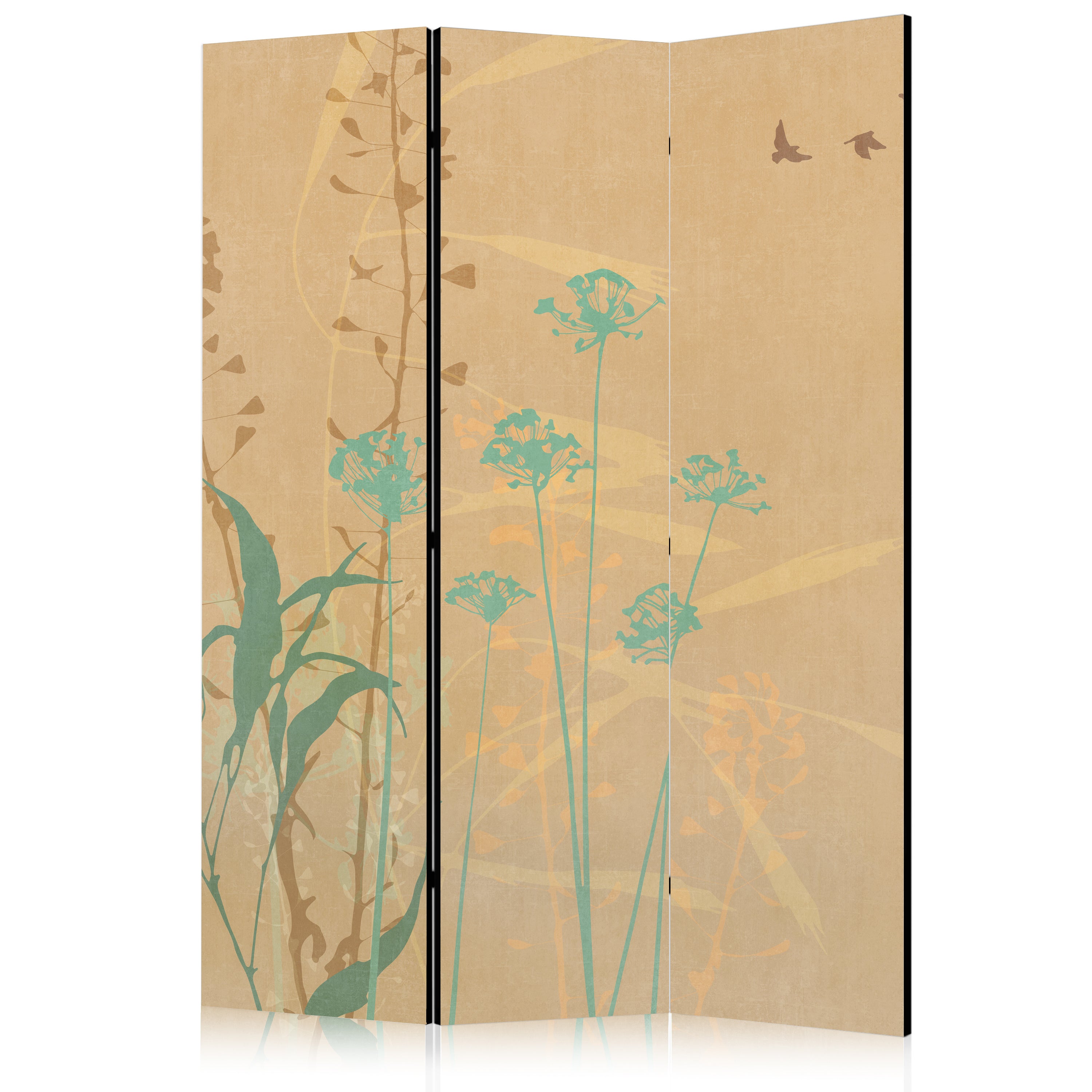 Room Divider - Tiny Bird - Colorful Grasses in Golden Shades of Sunset