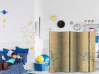 Room Divider for Children with Tiny Bird and Colorful Grasses