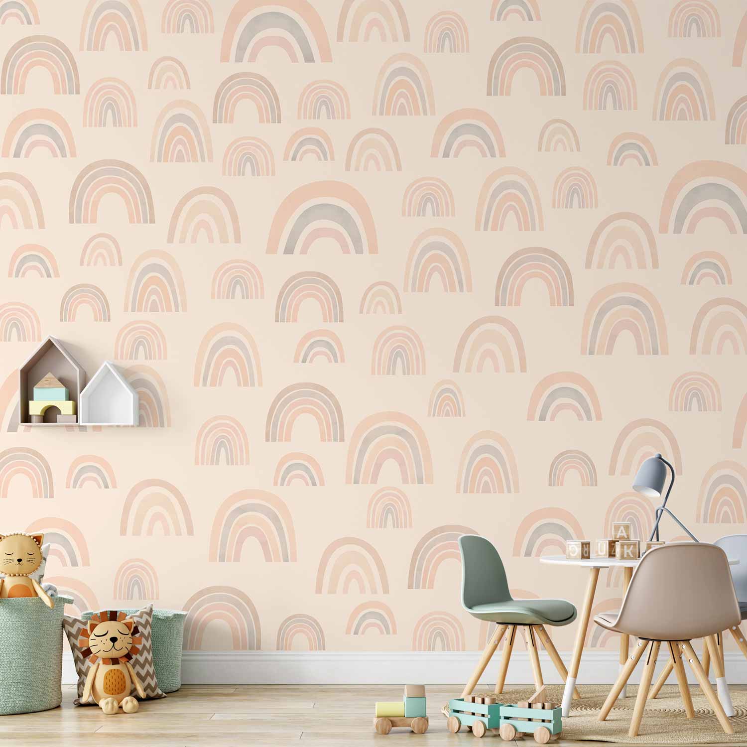 Pastel Rainbow Wall Mural for Children