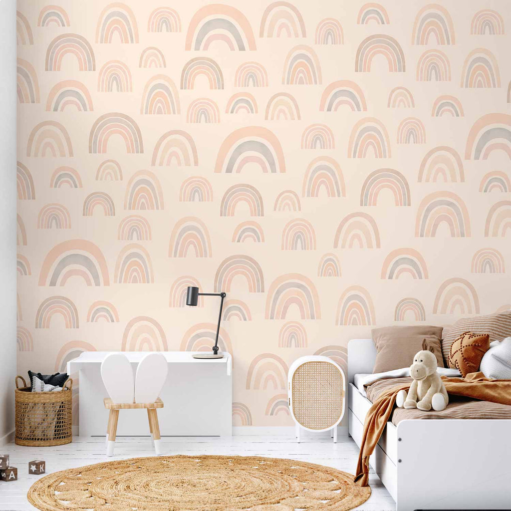 Pastellfarbenes Regenbogen-Wandbild für Kinder