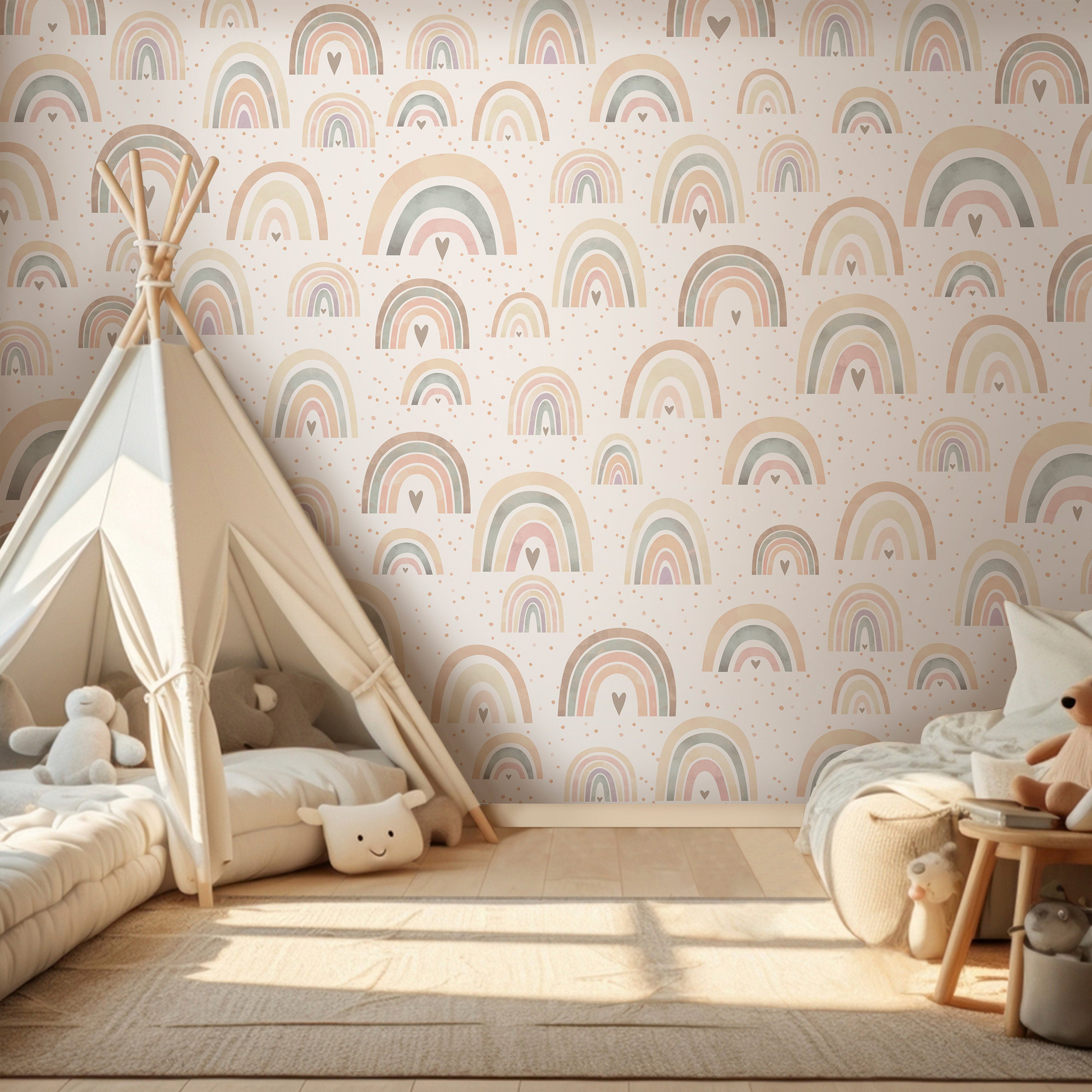 Wall Mural Rainbow Hearts for Children
