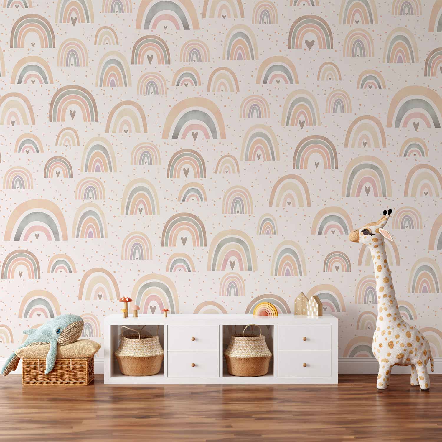Wall Mural Rainbow Hearts for Children