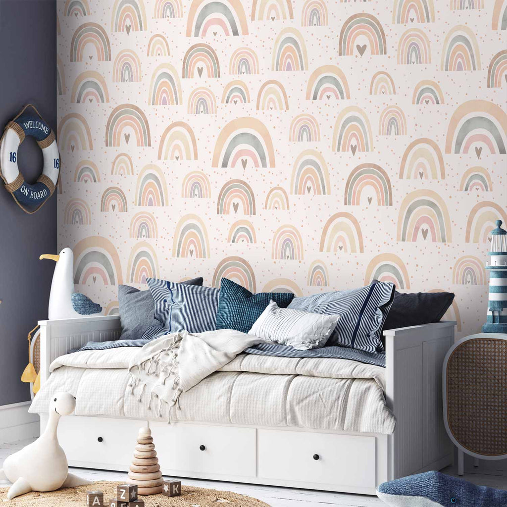 Rainbow Hearts Fantasy Wall Mural