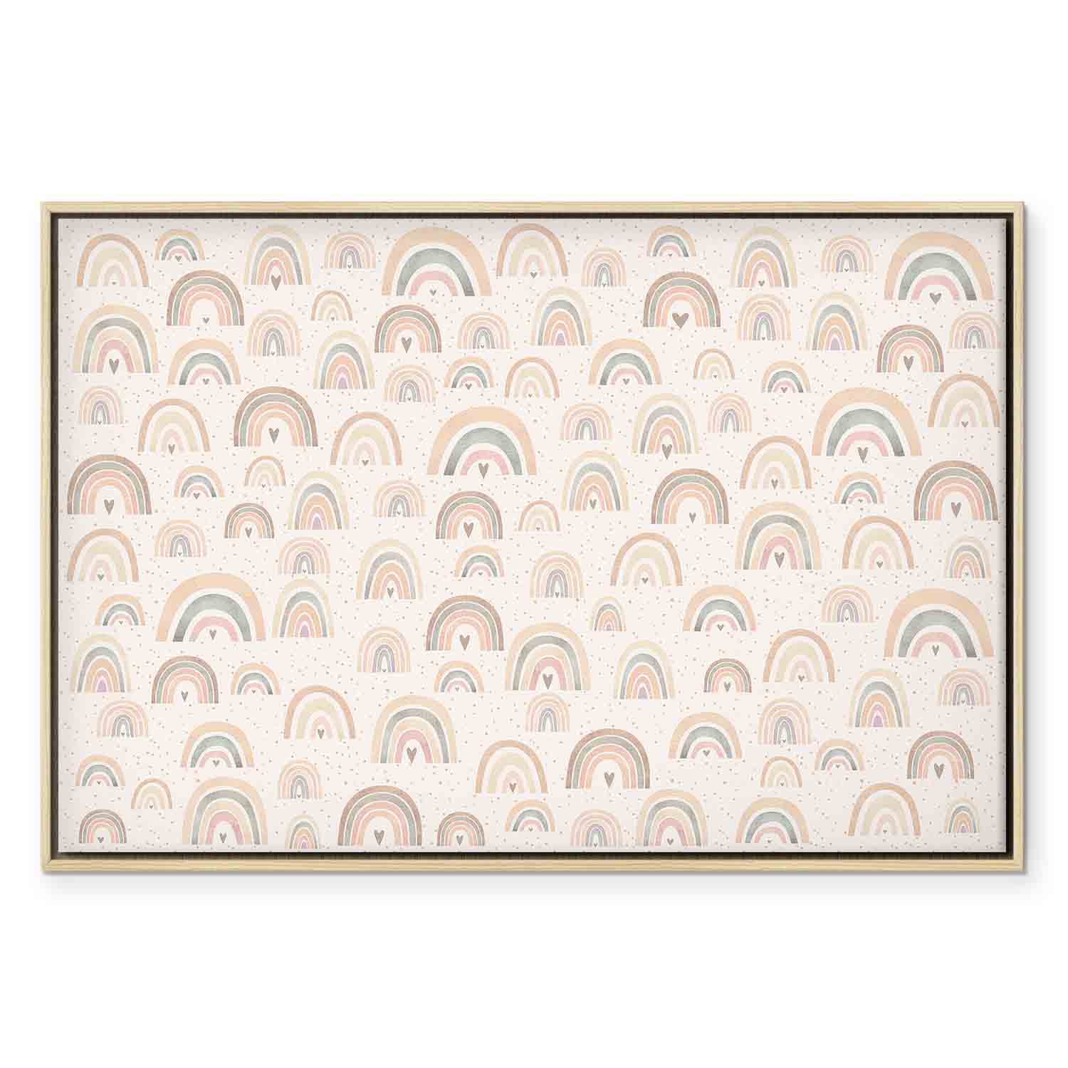 Pastel Rainbow Hearts Rainy Day Canvas Print