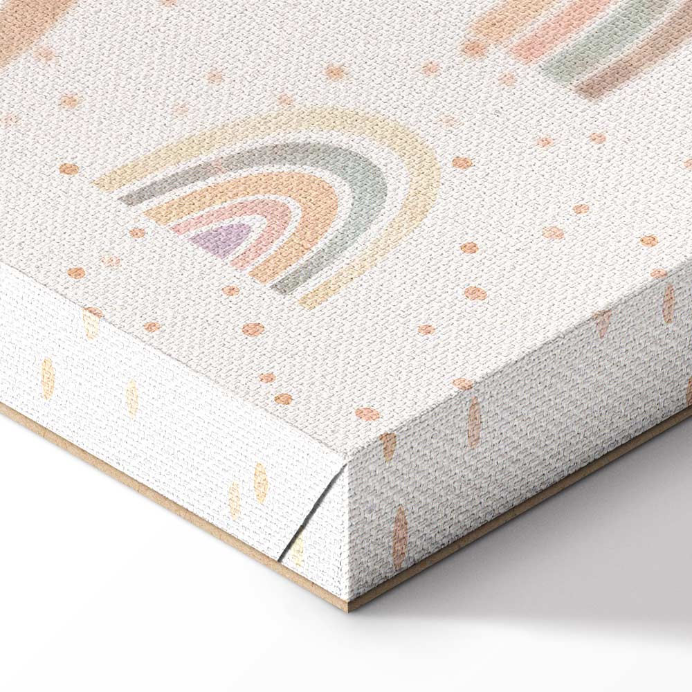 Pastel Rainbow Hearts Rainy Day Canvas Print