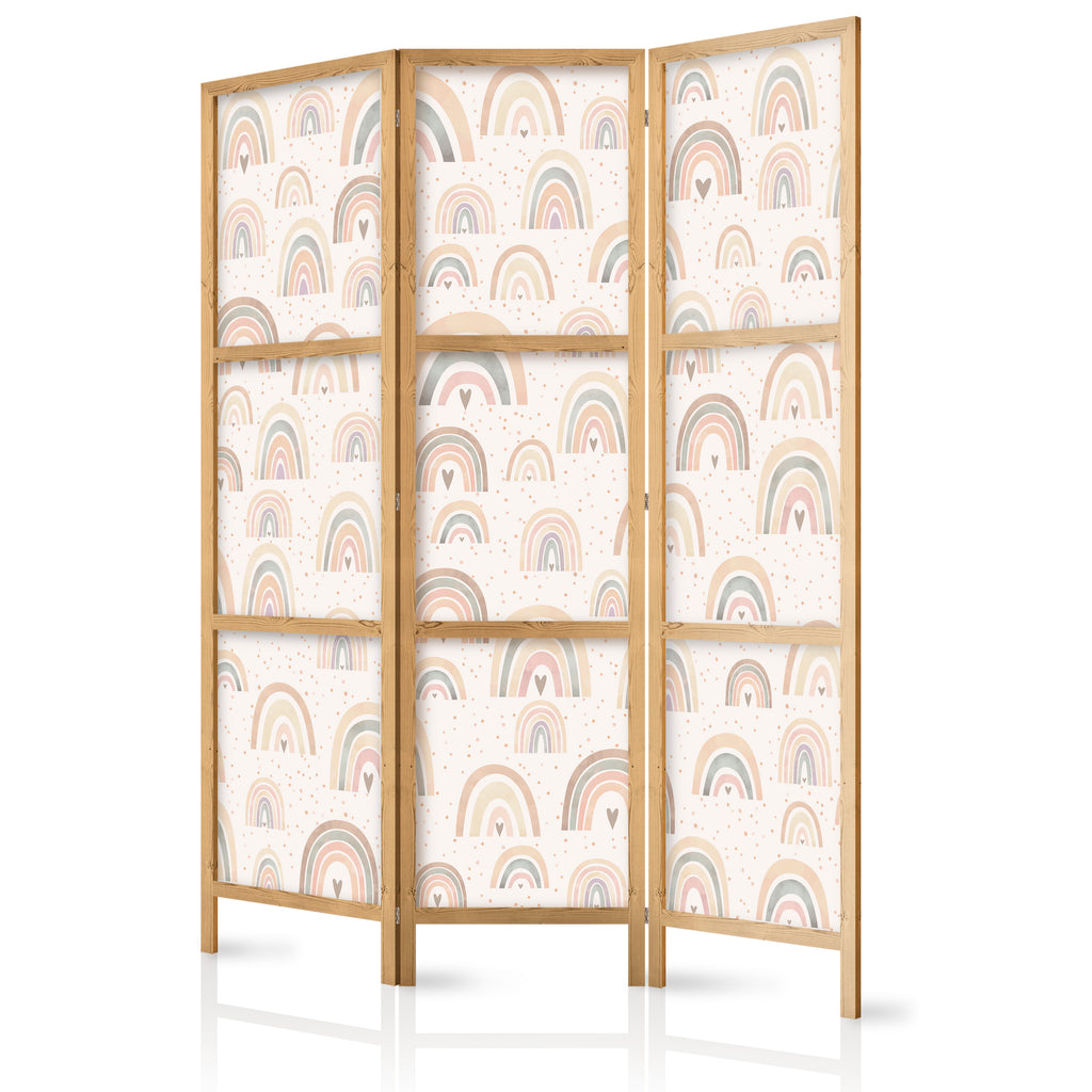 Pastel Hearts Japanese Room Divider - 3-Panel Screen
