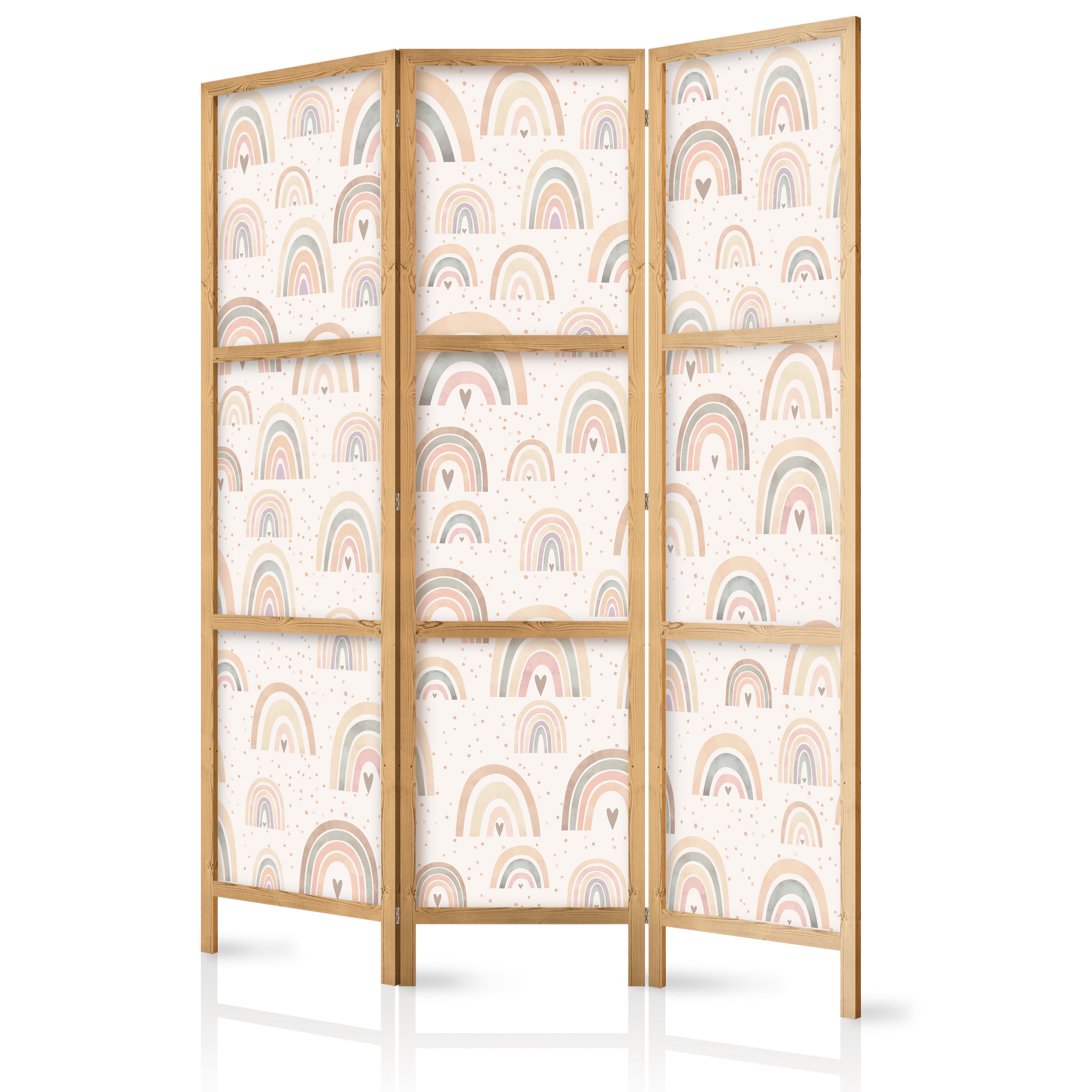 Pastel Hearts Japanese Room Divider - 3-Panel Screen