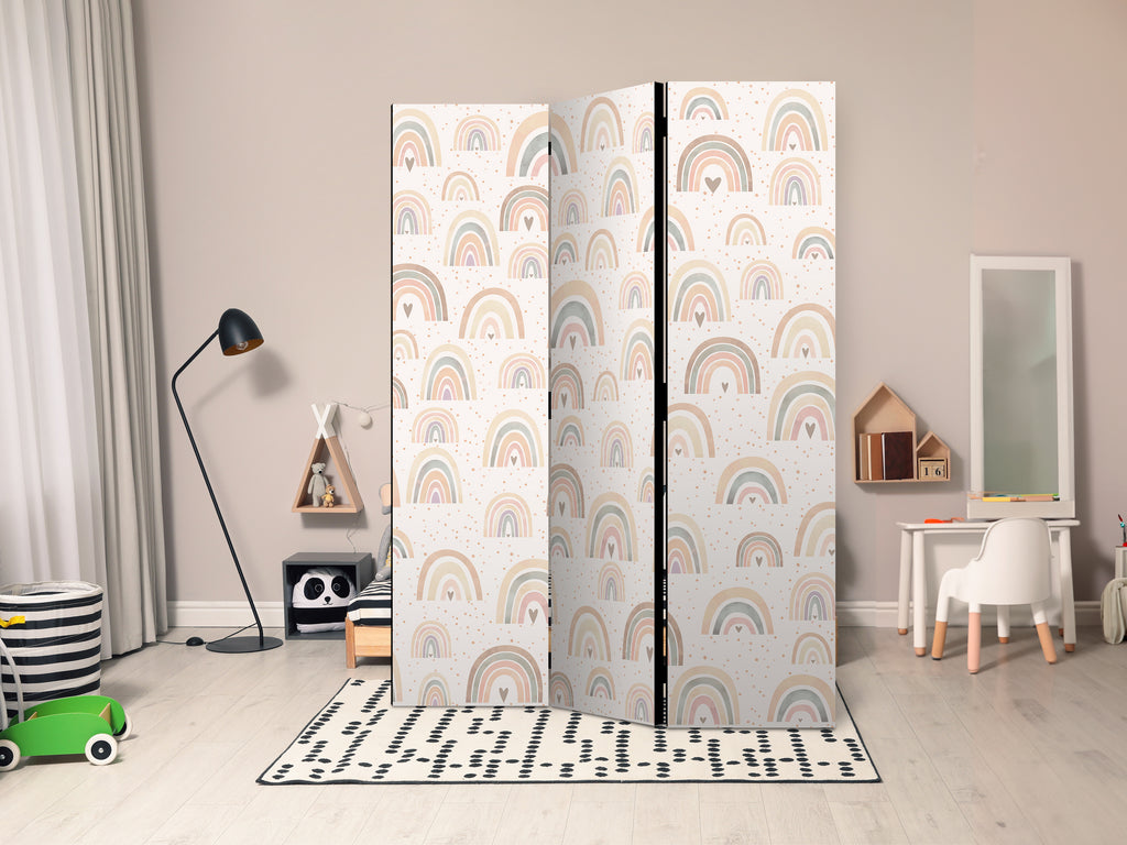 Room Divider Spring Pastel Rainbows with Hearts