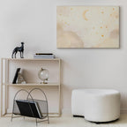 Canvas Print - Bright Night - Moon Accompanied by Many Stars on a Light Background