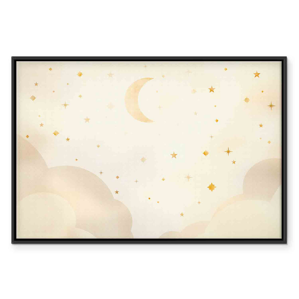 Moon and Stars Light Background Canvas Print