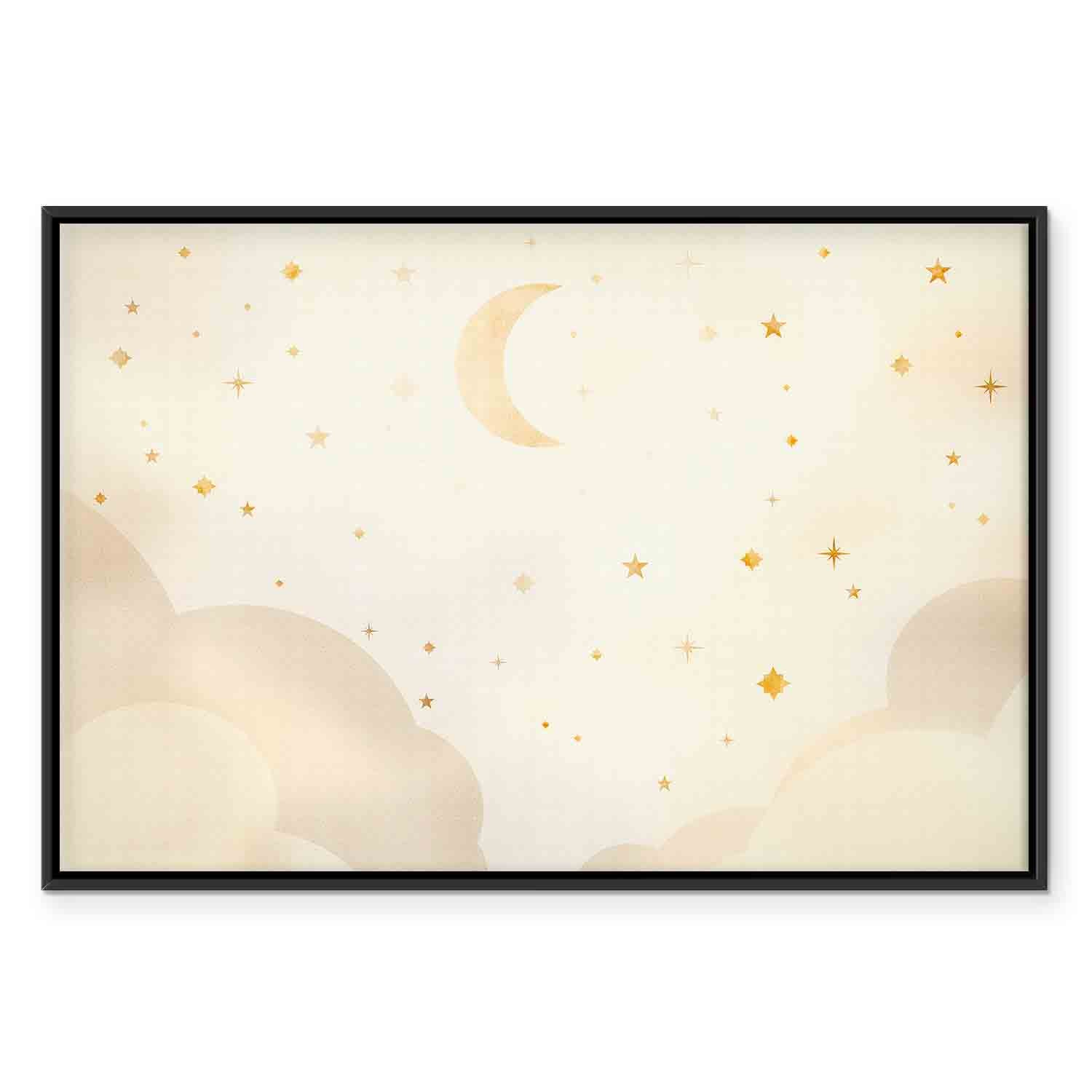 Moon and Stars Light Background Canvas Print