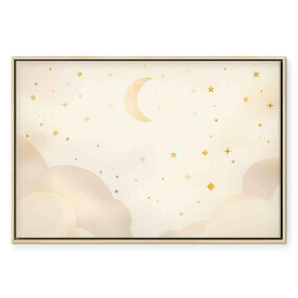 Moon and Stars Light Background Canvas Print