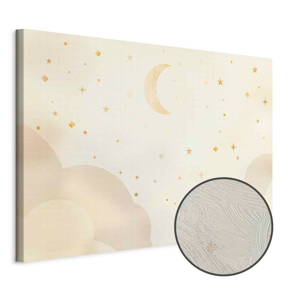 Moon and Stars Light Background Canvas Print