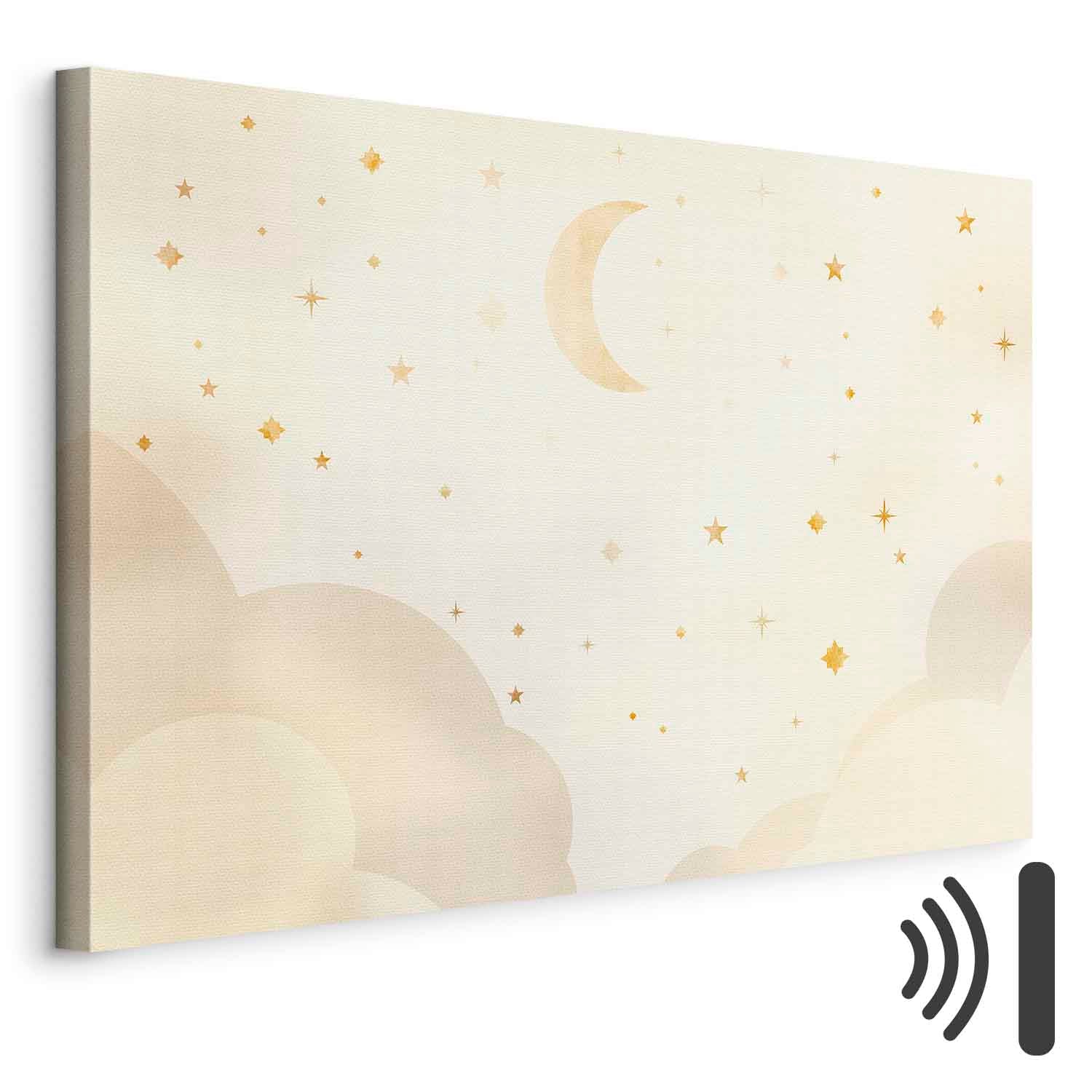 Moon and Stars Light Background Canvas Print