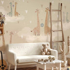 Giraffes in Love Kids Wall Mural