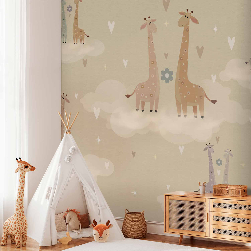 Giraffes in Love Kids Wall Mural