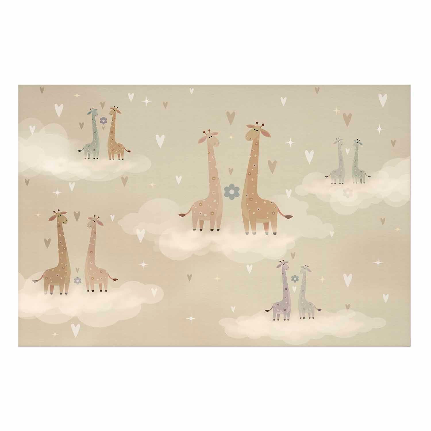 Loving Giraffes Beige Kids Poster