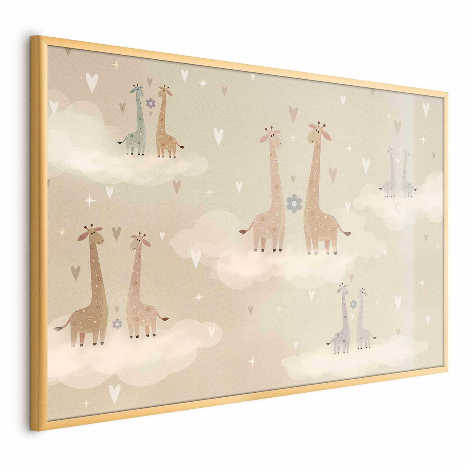 Loving Giraffes Beige Kids Poster