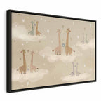 Canvas Print Love: Colorful Giraffes in Clouds