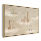 Canvas Print Love: Colorful Giraffes in Clouds
