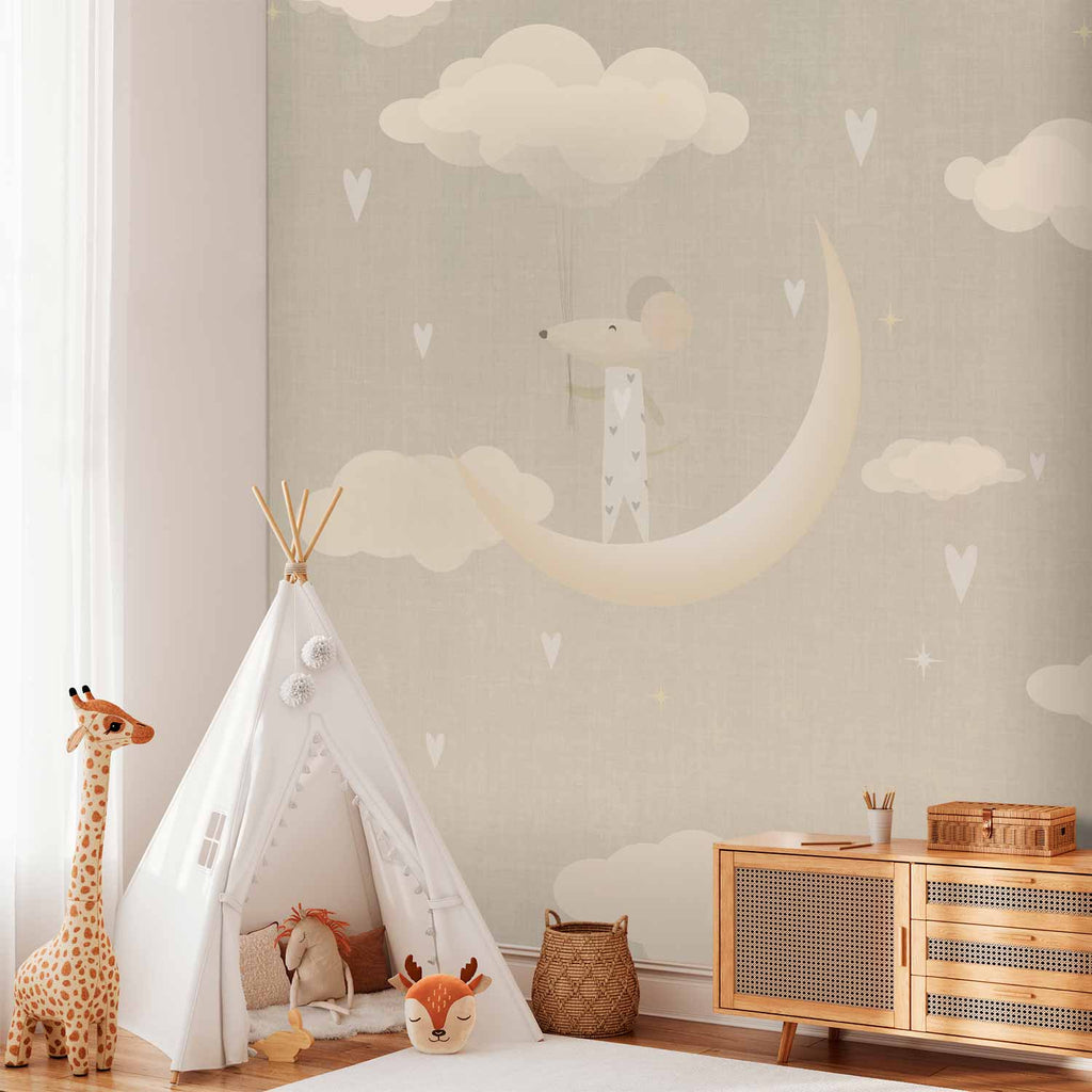 Mouse on the Moon Space Wall Mural