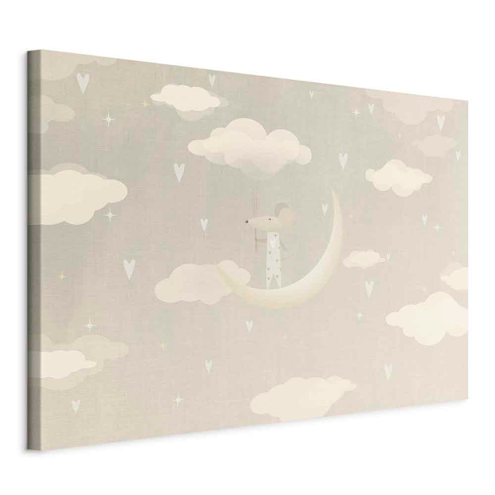 Canvas Print for Children: Little Conqueror on the Moon Among Clouds