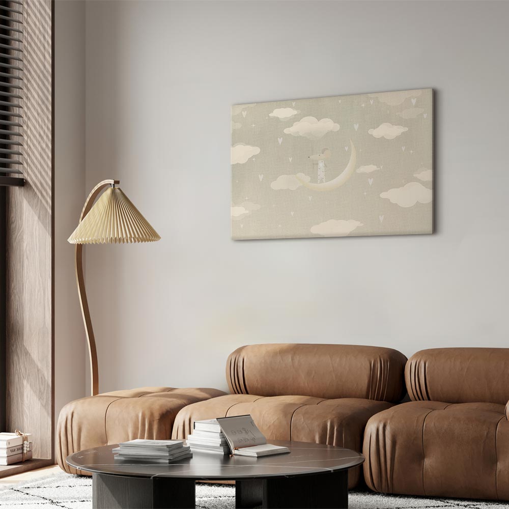 Canvas Print for Children: Little Conqueror on the Moon Among Clouds