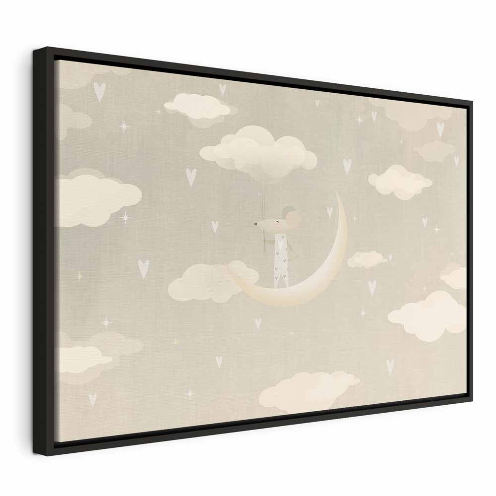 Canvas Print for Children: Little Conqueror on the Moon Among Clouds