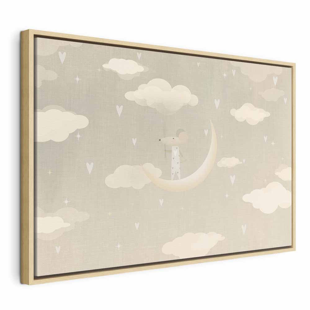 Canvas Print for Children: Little Conqueror on the Moon Among Clouds