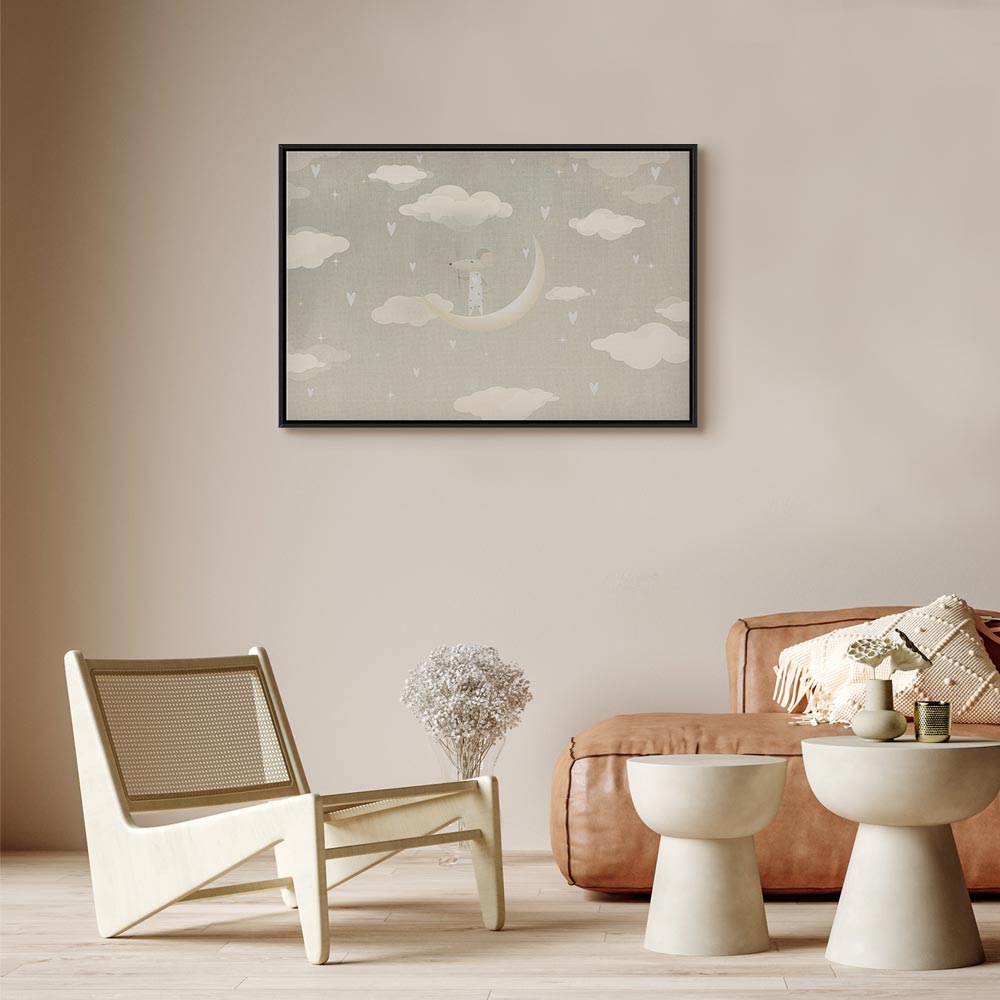 Canvas Print for Children: Little Conqueror on the Moon Among Clouds