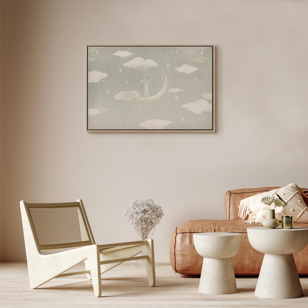 Canvas Print for Children: Little Conqueror on the Moon Among Clouds