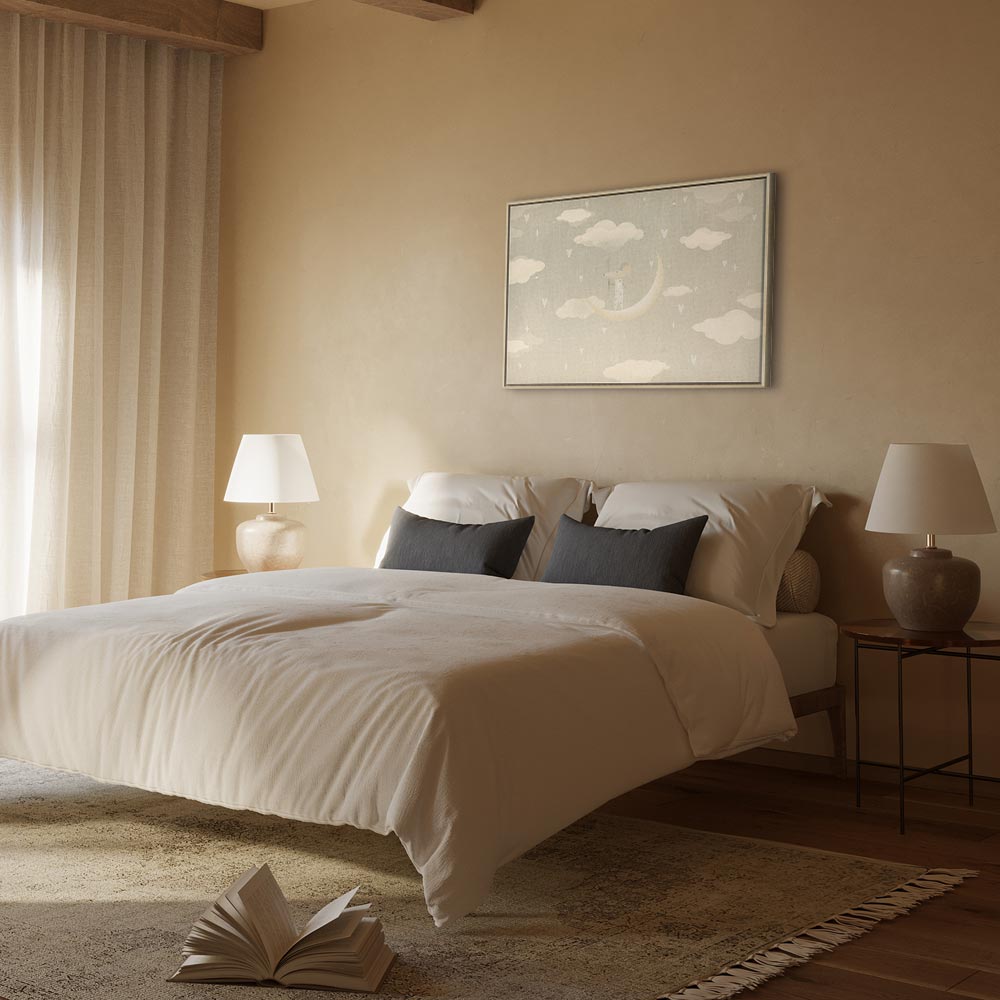 Canvas Print for Children: Little Conqueror on the Moon Among Clouds