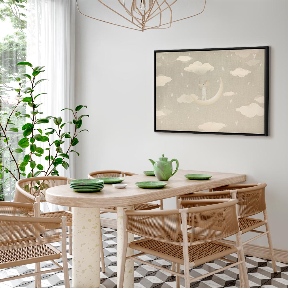 Canvas Print for Children: Little Conqueror on the Moon Among Clouds