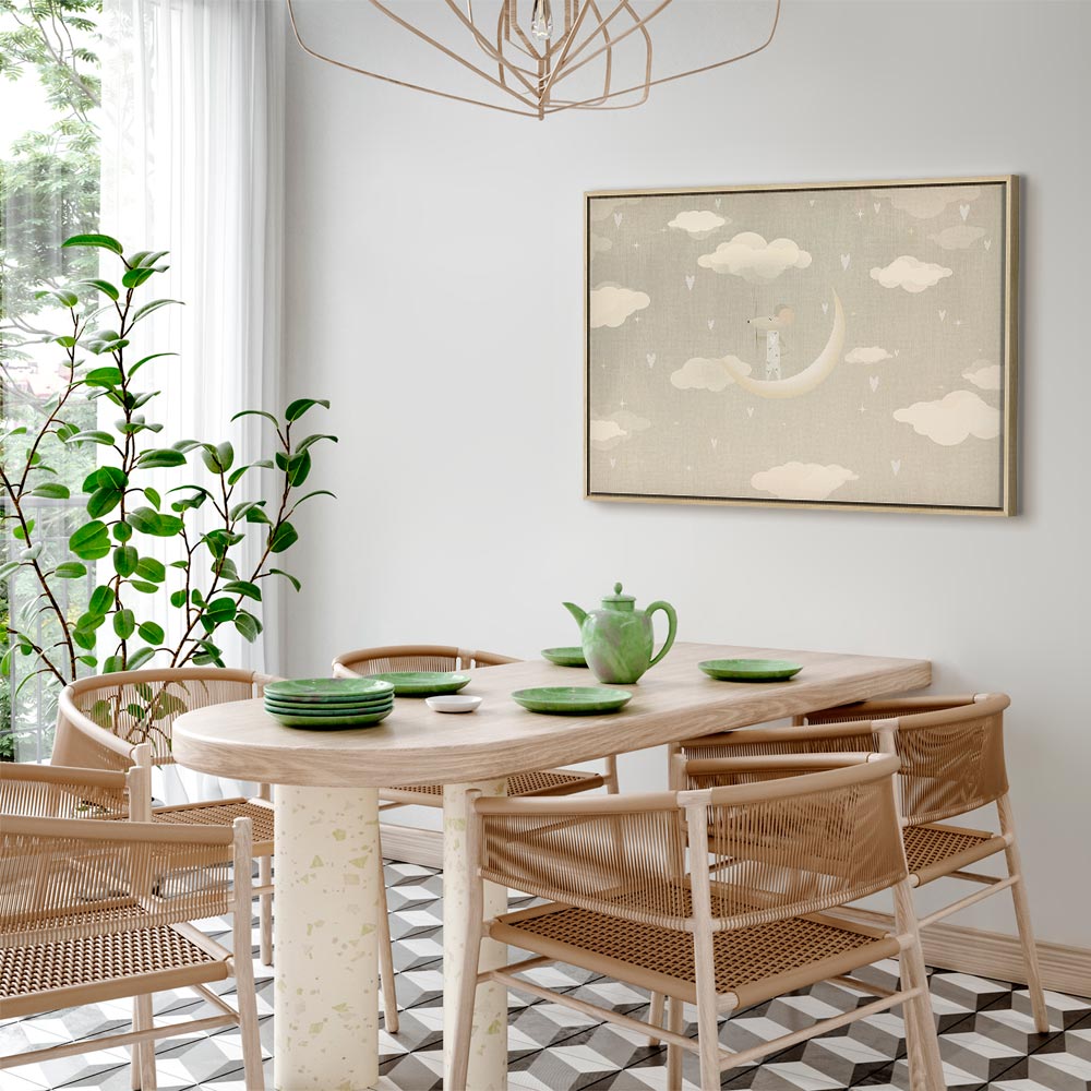 Canvas Print for Children: Little Conqueror on the Moon Among Clouds