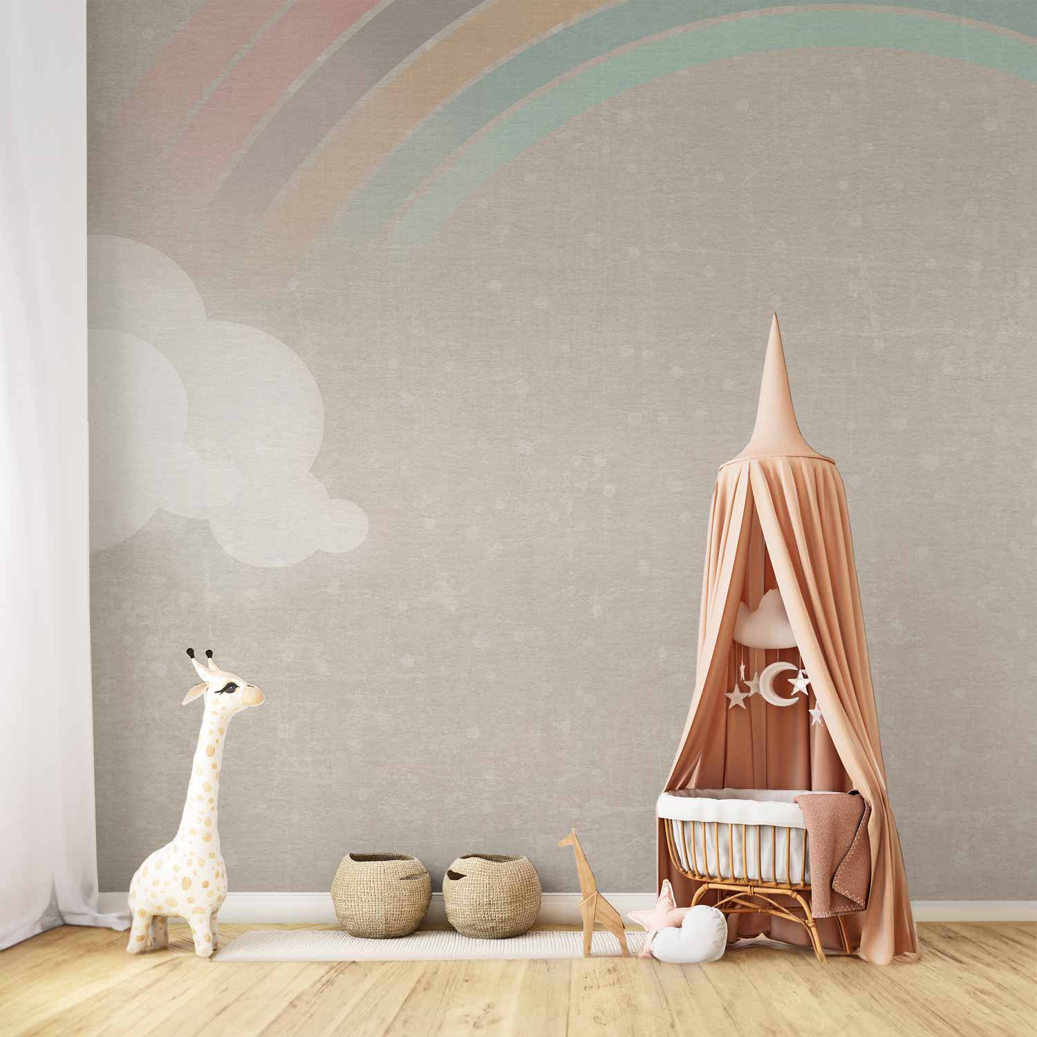 Wall Mural Rainbow in the Rain - Kids Room Wall Art