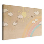 Leinwanddruck – Festlicher Himmel, Regenbogen, Vögel