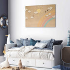 Rainbow Sky with Flying Birds Nature Canvas Print