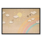 Rainbow Sky with Flying Birds Nature Canvas Print