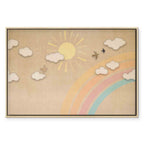 Rainbow Sky with Flying Birds Nature Canvas Print