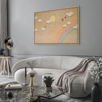 Leinwanddruck – Festlicher Himmel, Regenbogen, Vögel