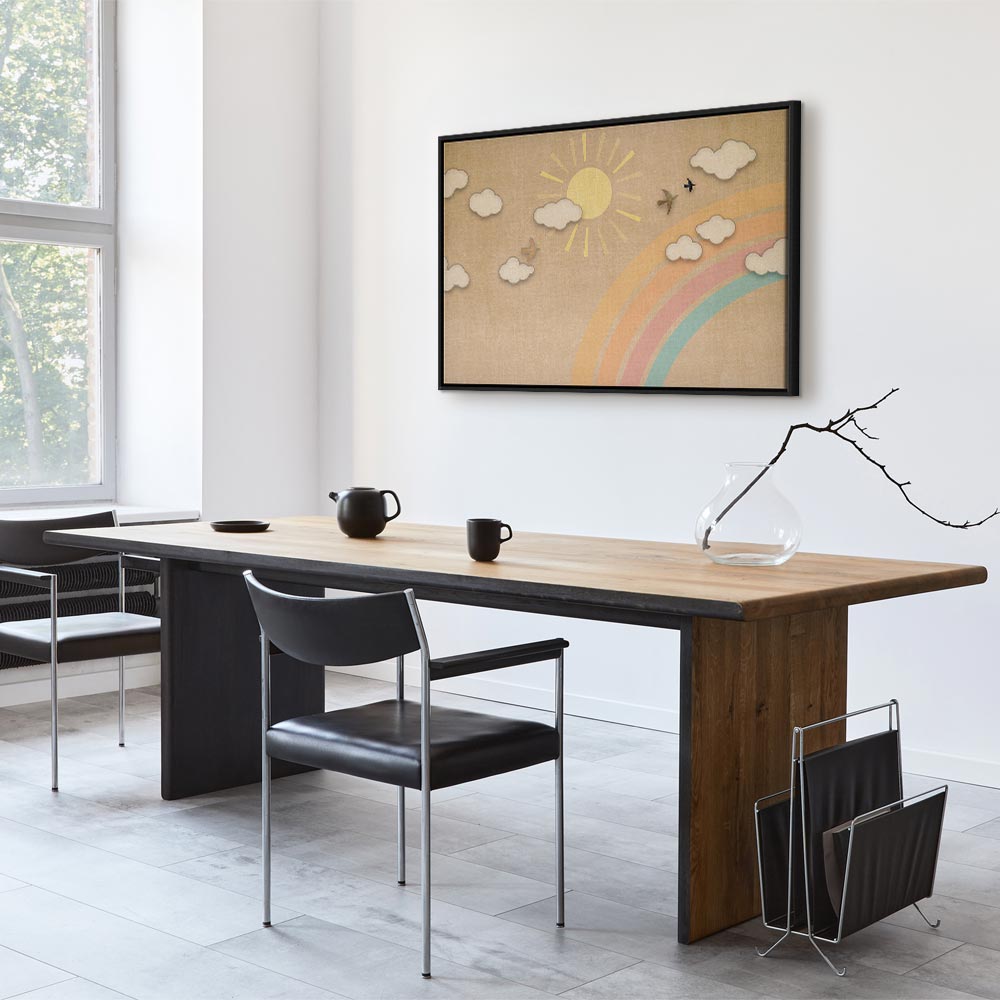 Leinwanddruck – Festlicher Himmel, Regenbogen, Vögel