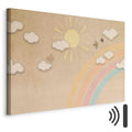 Rainbow Sky with Flying Birds Nature Canvas Print