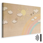 Rainbow Sky with Flying Birds Nature Canvas Print