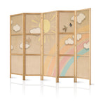 Japanese Room Divider - Holiday Sky with Rainbow Birds